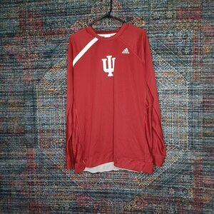 adidas mens red an white IU Indiana Hoosiers crew sweatshirt L EUC